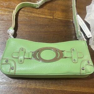 NWT Green Leatherette Shoulder Bag with Silver Accent